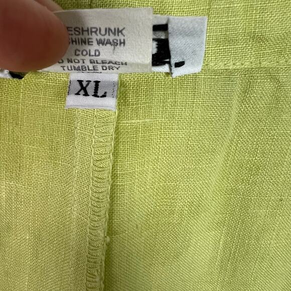Habitat Women's Size XL 100% Linen Lime Green Cropped Pull On Pants Lagenlook - Picture 3 of 9